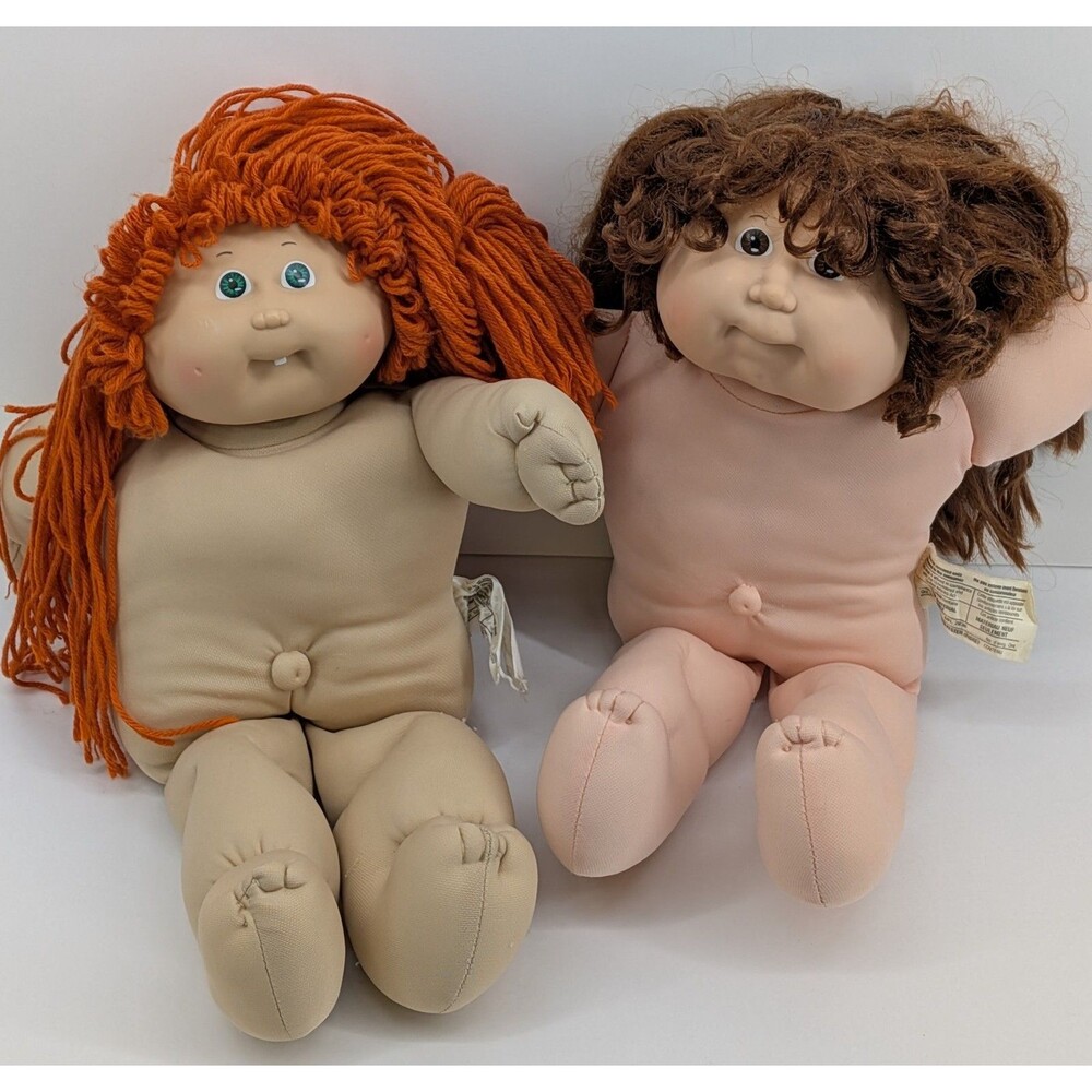 Vintage 1980s Coleco Cabbage Patch Kids Doll Lot of 2 Signed Nude Red Brown Hair